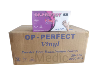 OP-PERFECT Pudrasız Vinil Muayene Eldiveni (Large) 100'lü x 20 Paket-1 Koli