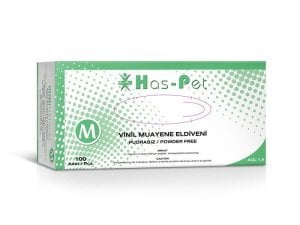 Has-Pet Pudrasız Vinil Muayene Eldiveni (Medium) 100'lü x 20 Paket - Koli