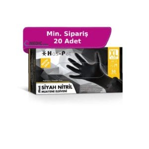 Has-Pet Siyah Pudrasız Nitril Ekstra Kalın Muayene Eldiveni (XL) 50'li - Paket