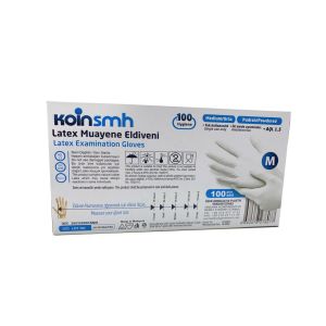 Koinsmh Pudralı Lateks Muayene Eldiveni (Medium) 100'lü x 20 Paket / Koli