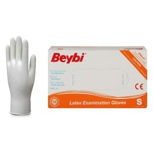 Beybi Pudralı Lateks Muayene Eldiveni (Small) 100'lü Paket
