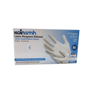 Koinsmh Pudralı Lateks Muayene Eldiveni (Medium) 100'lü Paket