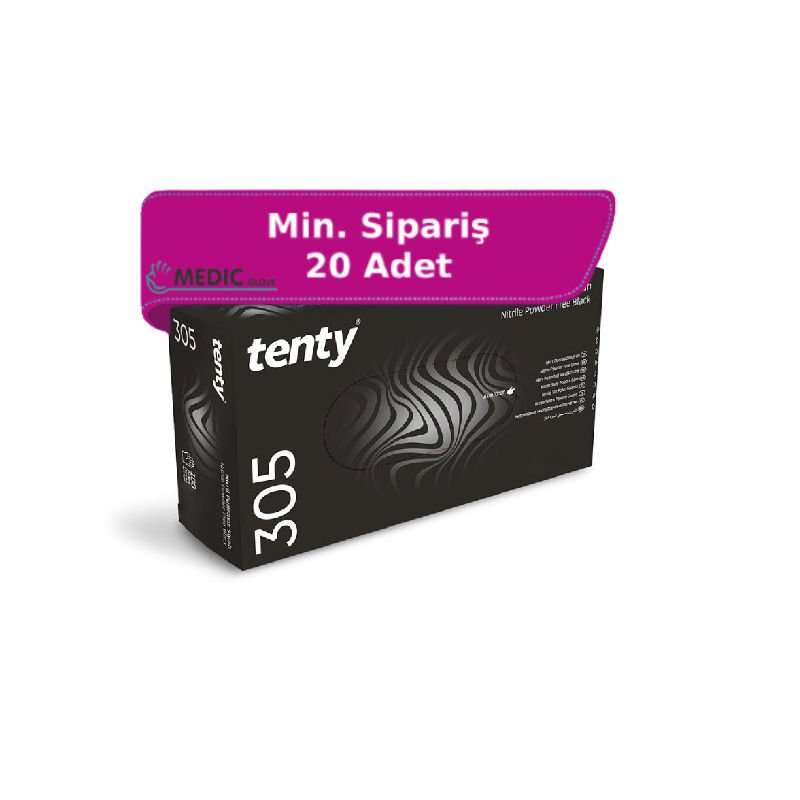tenty 305 Siyah Pudrasız Nitril  Eldiven (Large) 100'lü Paket