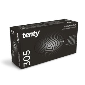 tenty 305 Siyah Pudrasız Nitril Eldiven (Large) 100'lü x 20 Paket - Koli
