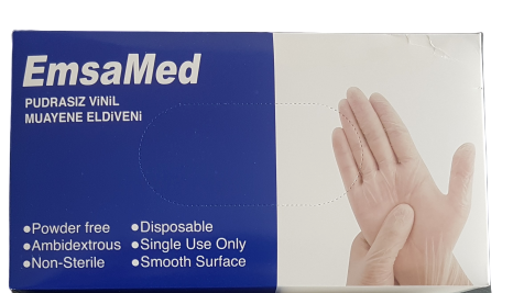 EmsaMed Muayene Eldiveni Vinil Pudrasız (Small) 100'lü