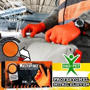 MasterForce Turuncu Pudrasız Nitril (Large) Muayene Eldiveni 50'li x 20 Paket - 1 Koli