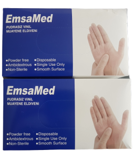EmsaMed Muayene Eldiveni Vinil Pudrasız (Small) 100'lü x 10 Paket - 1 Koli