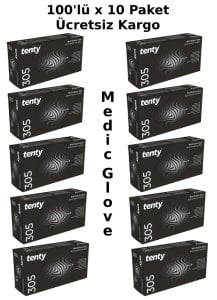 tenty Siyah Pudrasız Nitril  Eldiven (Small) 100'lü 10 Paket