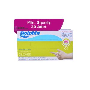 Dolphin Pudralı Lateks Muayene Eldiveni (Small) 100'lü Paket