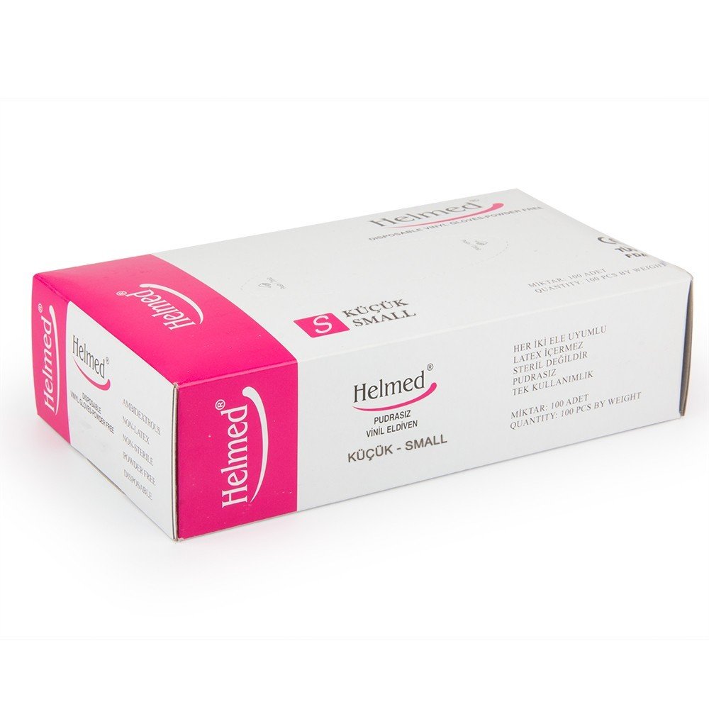 Helmed Vinil Muayene Eldiveni Pudrasız (Small) 100'lü Paket