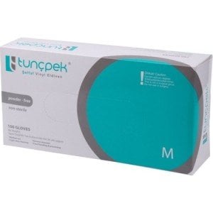 tunçpek Pudrasız Vinil (Medium)  Muayene Eldiveni -100'lü Paket