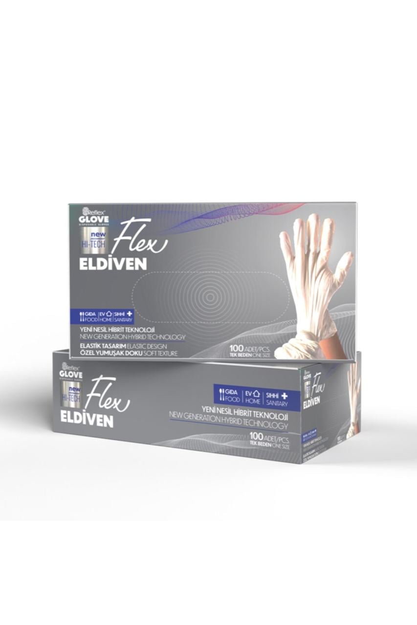 Reflex Flex Beyaz (Ten) Pudrasız TPE Eldiven (M) 100'lü Kutu