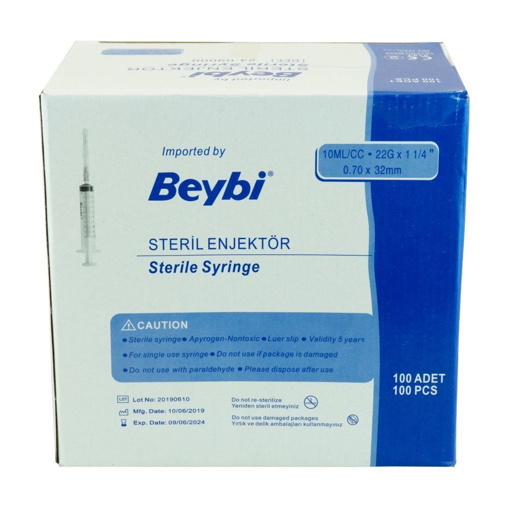 Beybi 10 cc Siyah uç Enjektör  Şırınga - 100 Adet