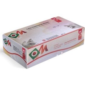OM Pudrasız Lateks Muayene Eldiveni - 100'lü Paket (Large)