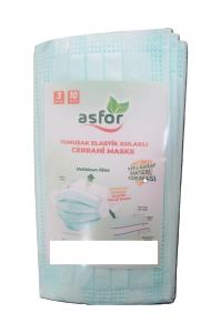 asfor 3 Katlı Meltblown Bez Lastikli Cerrahi Maske 50'li Paket (Yeşil)