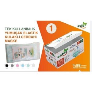 asfor 3 Katlı Meltblown Bez Lastikli Cerrahi Maske 50'li Paket (Yeşil)