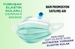 asfor 3 Katlı Meltblown Bez Lastikli Cerrahi Maske 50'li Paket (Yeşil)