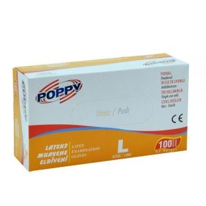 POPPY Pudralı Lateks Muayene Eldiveni 100'lü Paket