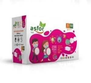 asfor Çocuk 3 Katlı Meltblown Bez Lastikli Cerrahi Maske 50'li Paket (Pembe)