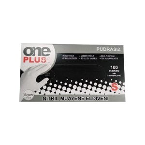One Plus Siyah Pudrasız  Nitril Eldiven (Small) 100'lü