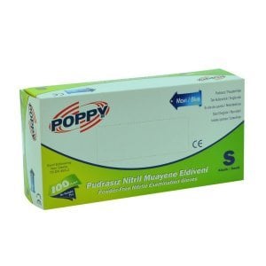 POPPY Mavi Pudrasız Nitril Muayene Eldiveni 100'lü Pk (Medium)