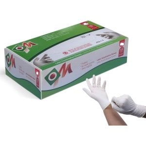OM Pudralı (Large) Lateks Muayene Eldiveni 20 Paket - 1 Koli