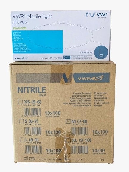 VWR Mavi Pudrasız Nitril Muayene Eldiveni (Medium) 10 x 100'lü Pk