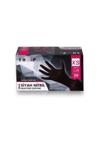 Has-Pet Siyah Pudrasız Nitril Muayene Eldiveni (XS) 100'lü 20 Paket - 1 Koli