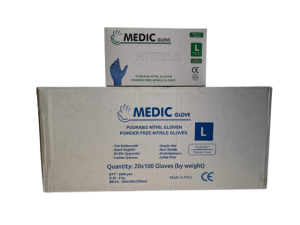 MEDIC GLOVE Mavi Pudrasız (Large) Nitril Muayene Eldiveni - 20 Paket - 1 Koli