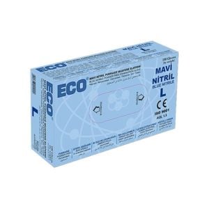 ECO Mavi Nitril Pudrasız Muayene Eldiveni (Large) 100'lü x 20 Pk / Koli