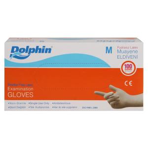 Dolphin Pudrasız Lateks Muayene Eldiveni (Medium) - 100'lü