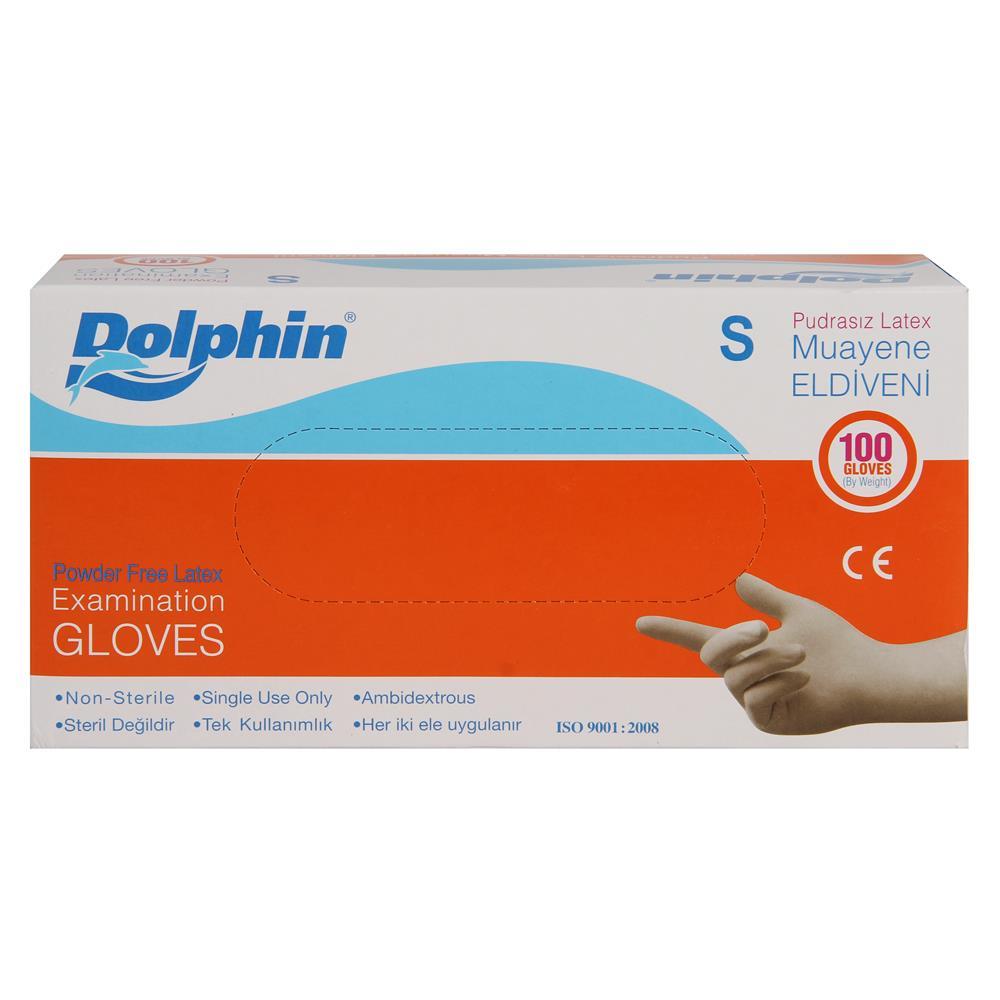 Dolphin Pudrasız Lateks Muayene Eldiveni (Small) - 100'lü