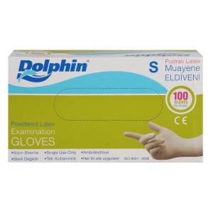 Dolphin Pudralı Lateks Muayene Eldiveni (Small) 100'lü Paket