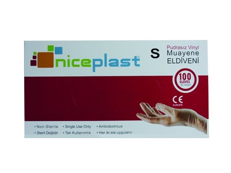 niceplast Pudrasız Vinil (Vinyl) Muayene Eldiveni - 100'lü Pk (Small)