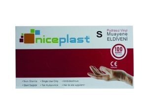 niceplast Pudrasız Vinil (Vinyl) Muayene Eldiveni - 100'lü Pk (Small)