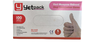 yetpack Pudrasız Vinil (Vinyl) Muayene Eldiveni - 100'lü (Small)