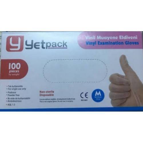 yetpack Pudrasız Vinil (Vinyl) Muayene Eldiveni (Small) - 100'lüx20 Pk-1 Koli