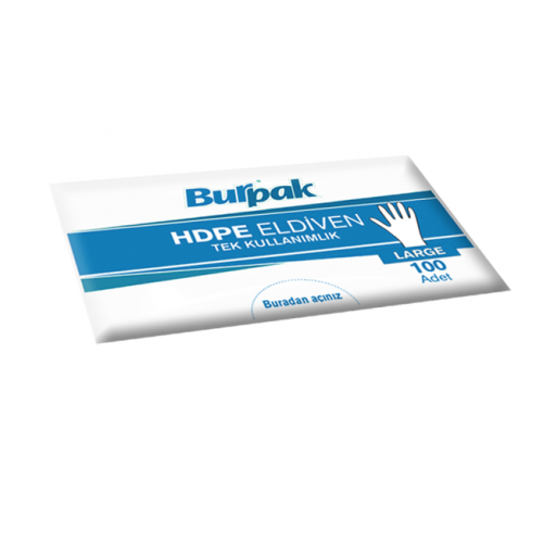 Burpak PET & Poşet Şeffaf Muayene Eldiveni 100'lü Pk
