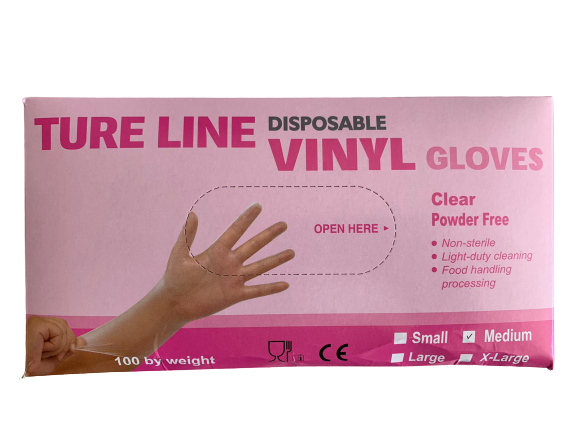 TURE LINE Muayene Eldiveni Vinil Pudrasız (Medium) 100'lü Paket