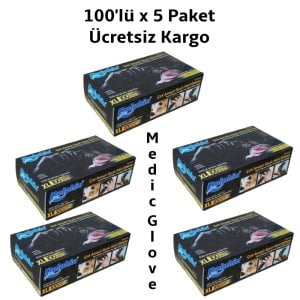 Dolphin Siyah Pudrasız Nitril  Eldiven (XL) 100'lü x 5 Paket