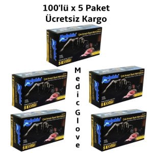 Dolphin Siyah Pudrasız Nitril  Eldiven (S) 100'lü x 5 Paket