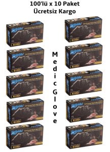 Dolphin Siyah Pudrasız Nitril  Eldiven (L) 100'lü x 10 Paket