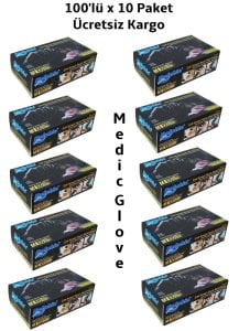 Dolphin Siyah Pudrasız Nitril  Eldiven (M) 100'lü x 10 Paket