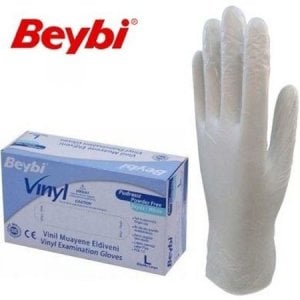 Beybi Pudrasız Vinil (Vinyl) Muayene Eldiveni (Small)  - 20 Pk - 1 Koli