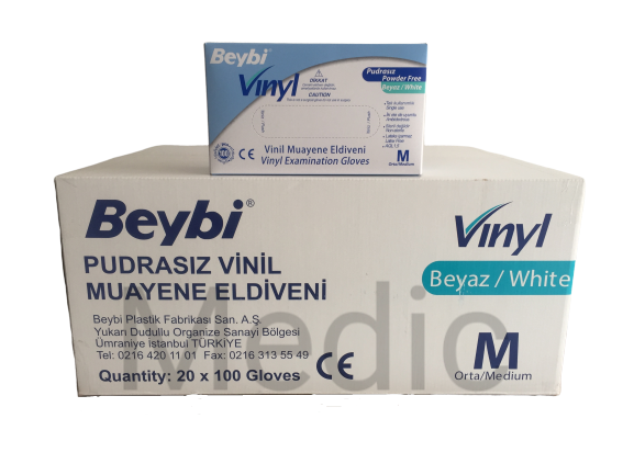 Beybi Pudrasız Vinil (Vinyl) Muayene Eldiveni (Small)  - 20 Pk - 1 Koli