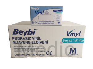 Beybi Pudrasız Vinil (Vinyl) Muayene Eldiveni (Small)  - 20 Pk - 1 Koli