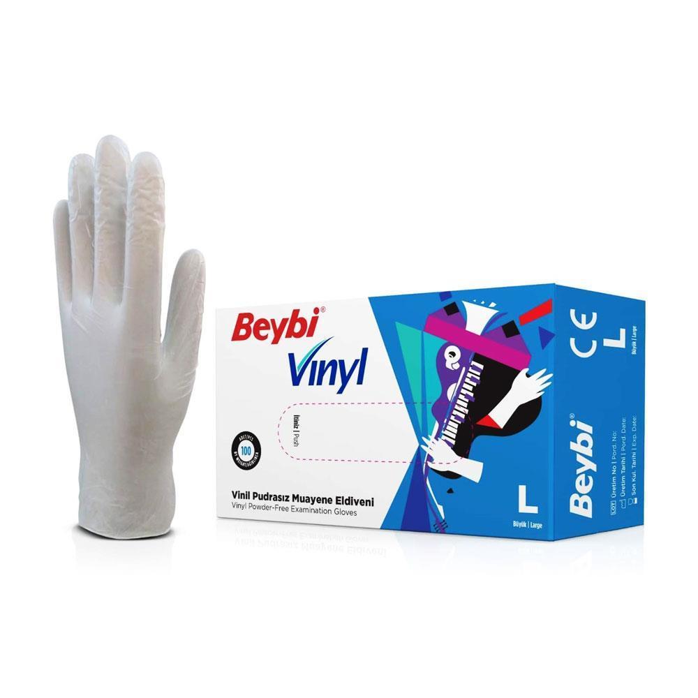 Beybi Pudrasız Vinil (Vinyl) Muayene Eldiveni (Large)  20 Pk / Koli