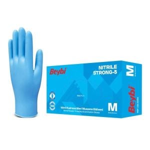 Beybi Strong-5 Mavi Pudrasız Nitril Muayene Eldiveni (Small) 100'lü x 20 Pk / Koli