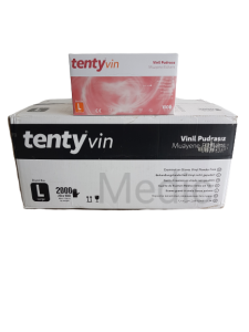 tenty Şeffaf Pudrasız Vinil Muayene Eldiveni (Large) 100'lü x 20 Paket / Koli