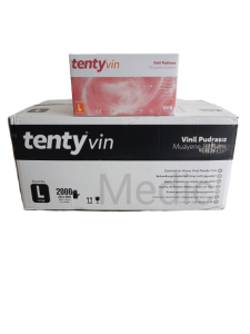 tenty Şeffaf Pudrasız Vinil Muayene Eldiveni (Large) 100'lü x 20 Paket / Koli